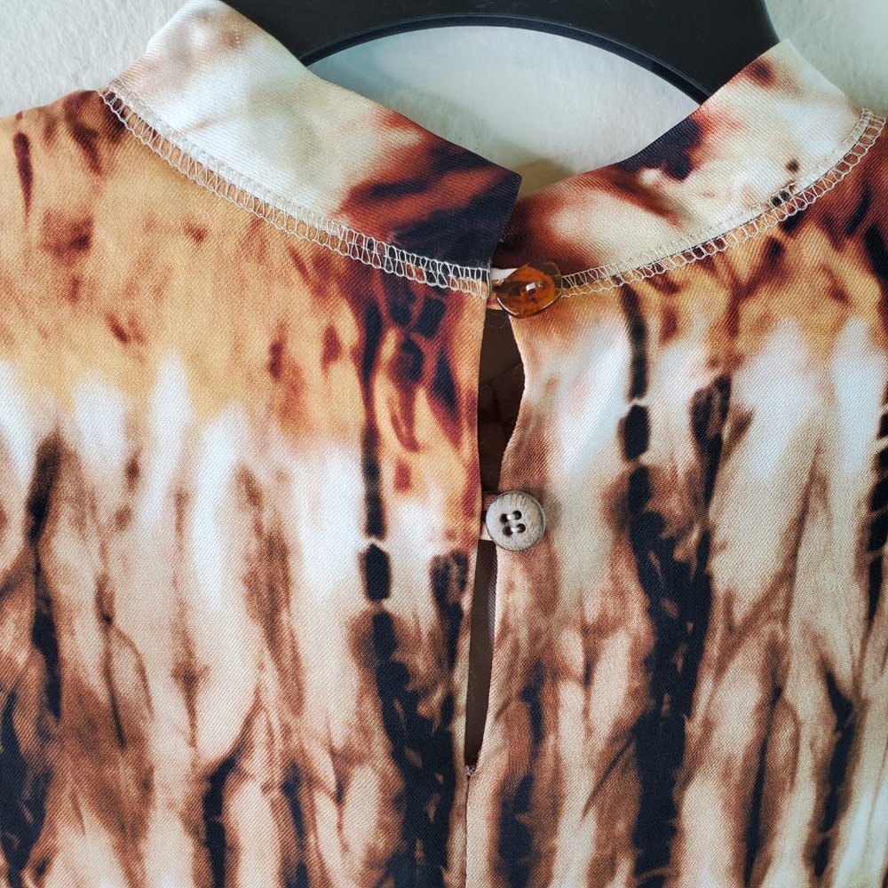 Nanushka Womens Brown Kaden Tie Dye Mock Neck Short Sleeve Top - Picture 8 of 14